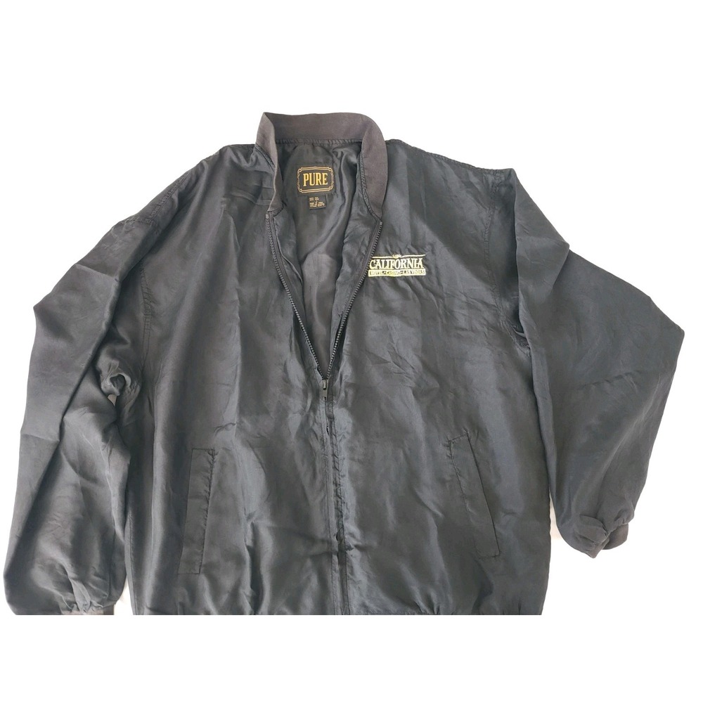 Vtg  CALI Hotel Casino Las Vegas Black Silk Embroidered Full‎ Zip Jacket Sz L